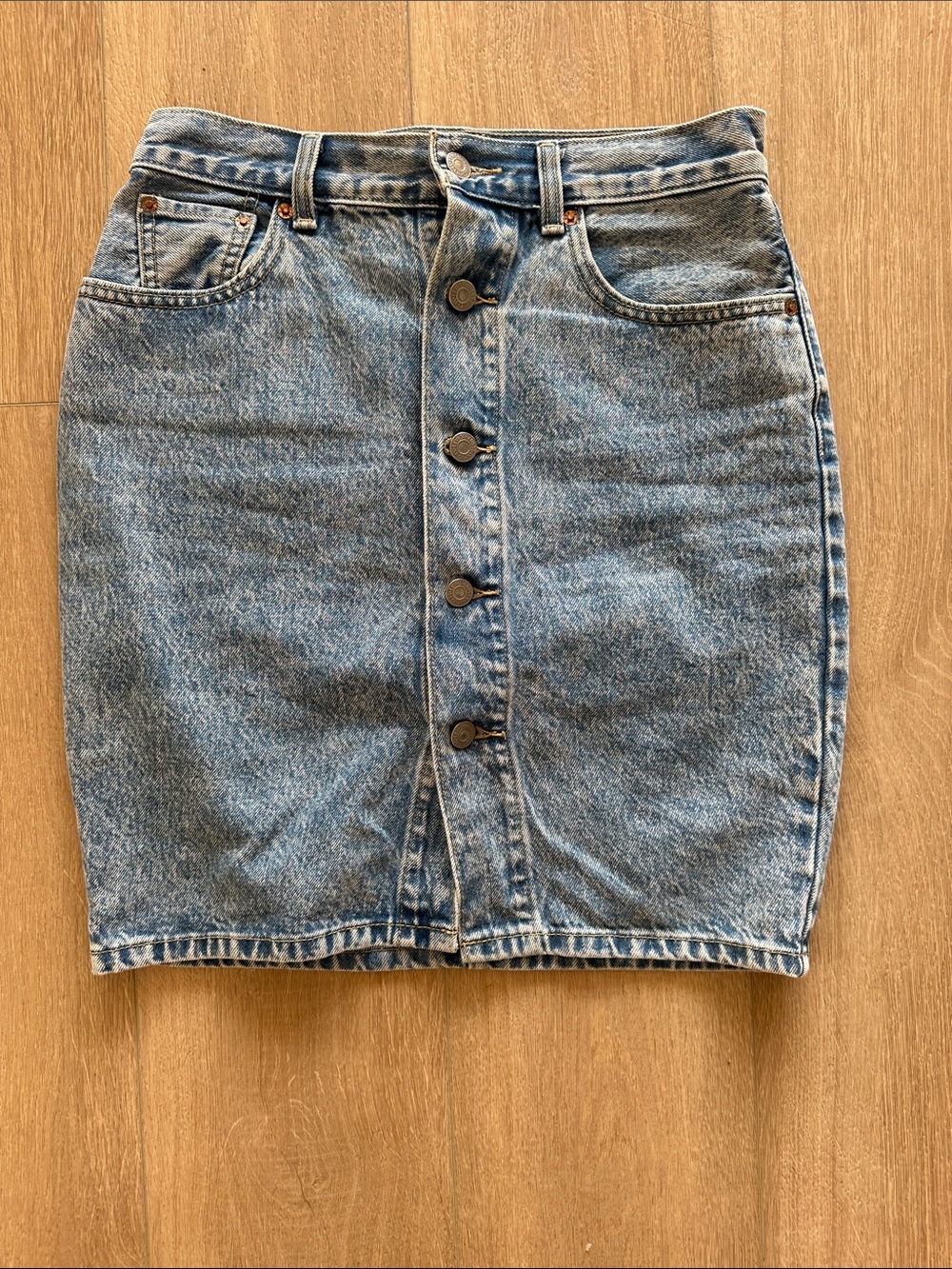 Levi's Light Blue Button-Front Denim Mini Skirt